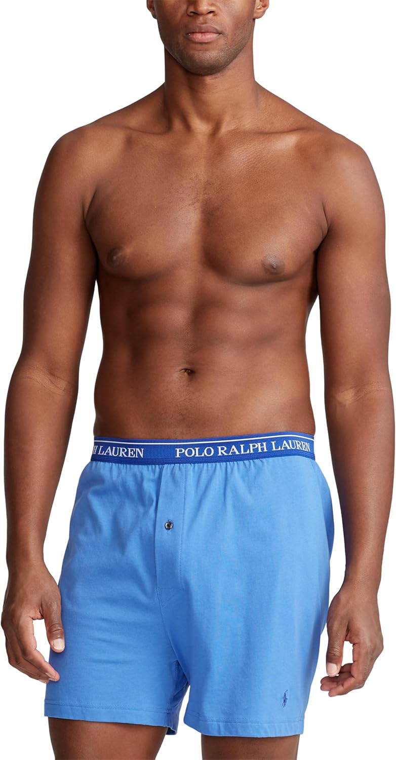 POLO RALPH LAUREN Мужские классические хлопковые боксеры, 3 шт, Cruise Navy/Aerial Blue/Rugby Royal — фото 3
