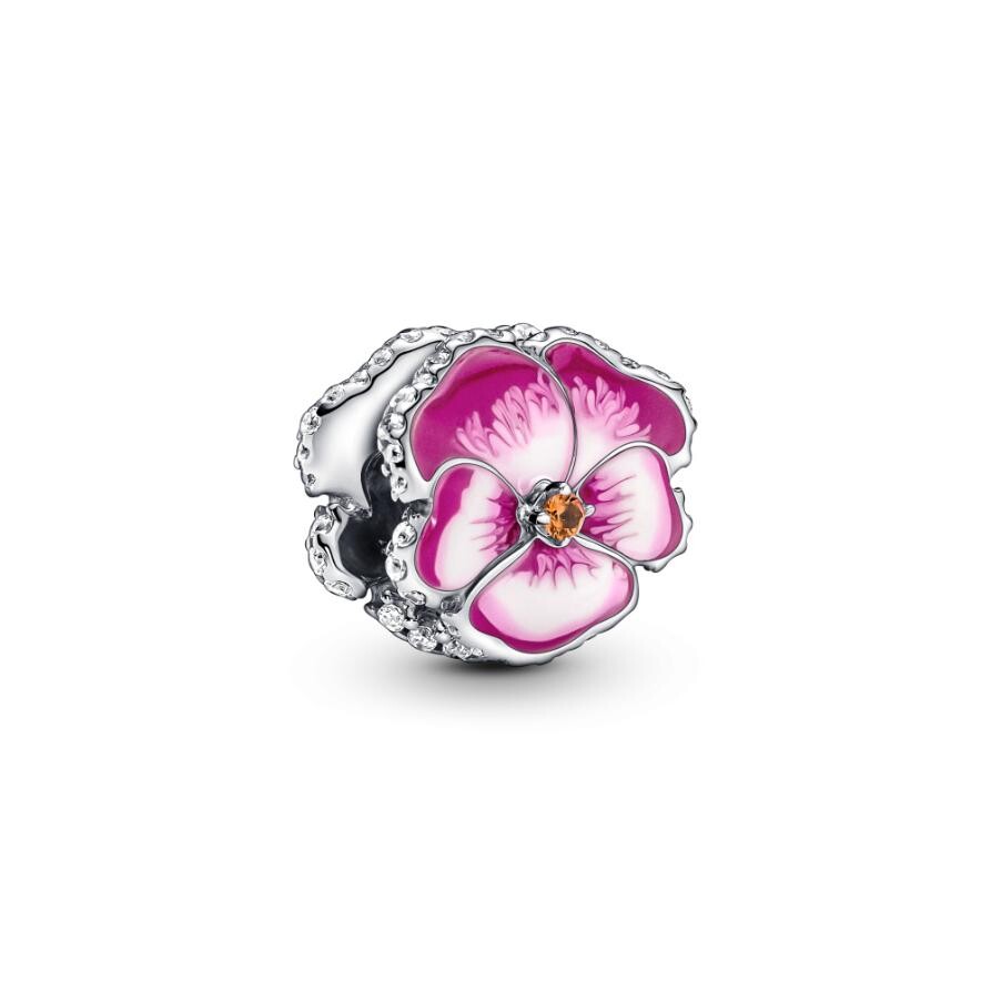 

Шарм Pink Pansy Flower Pandora, стерлинговое серебро