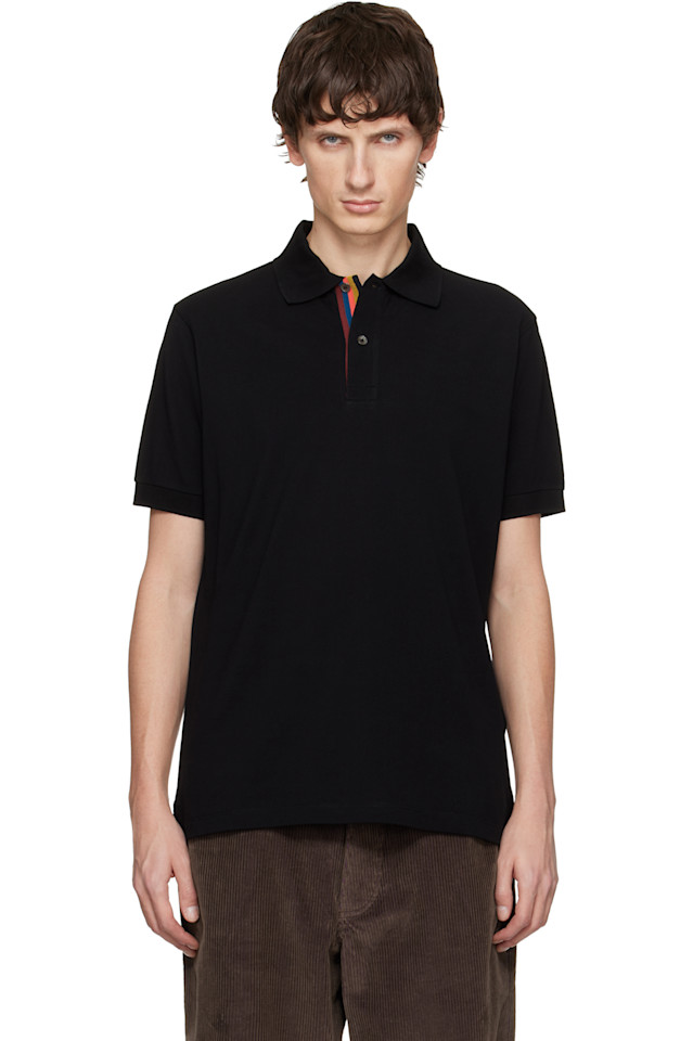 

Поло из хлопка с планкой в виде «художественной полосы» Paul Smith, черный