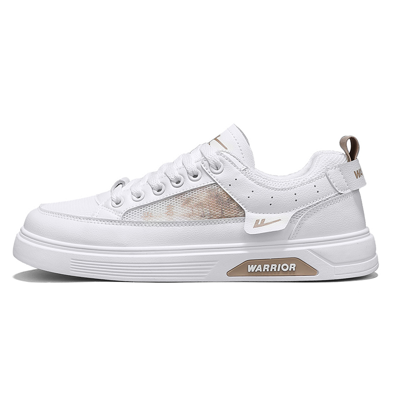 

WARRIOR Кроссовки для скейтбординга Coverage, износостойкие, легкие, дышащие, нескользящие, с низким верхом, мужские, белые, коричневые