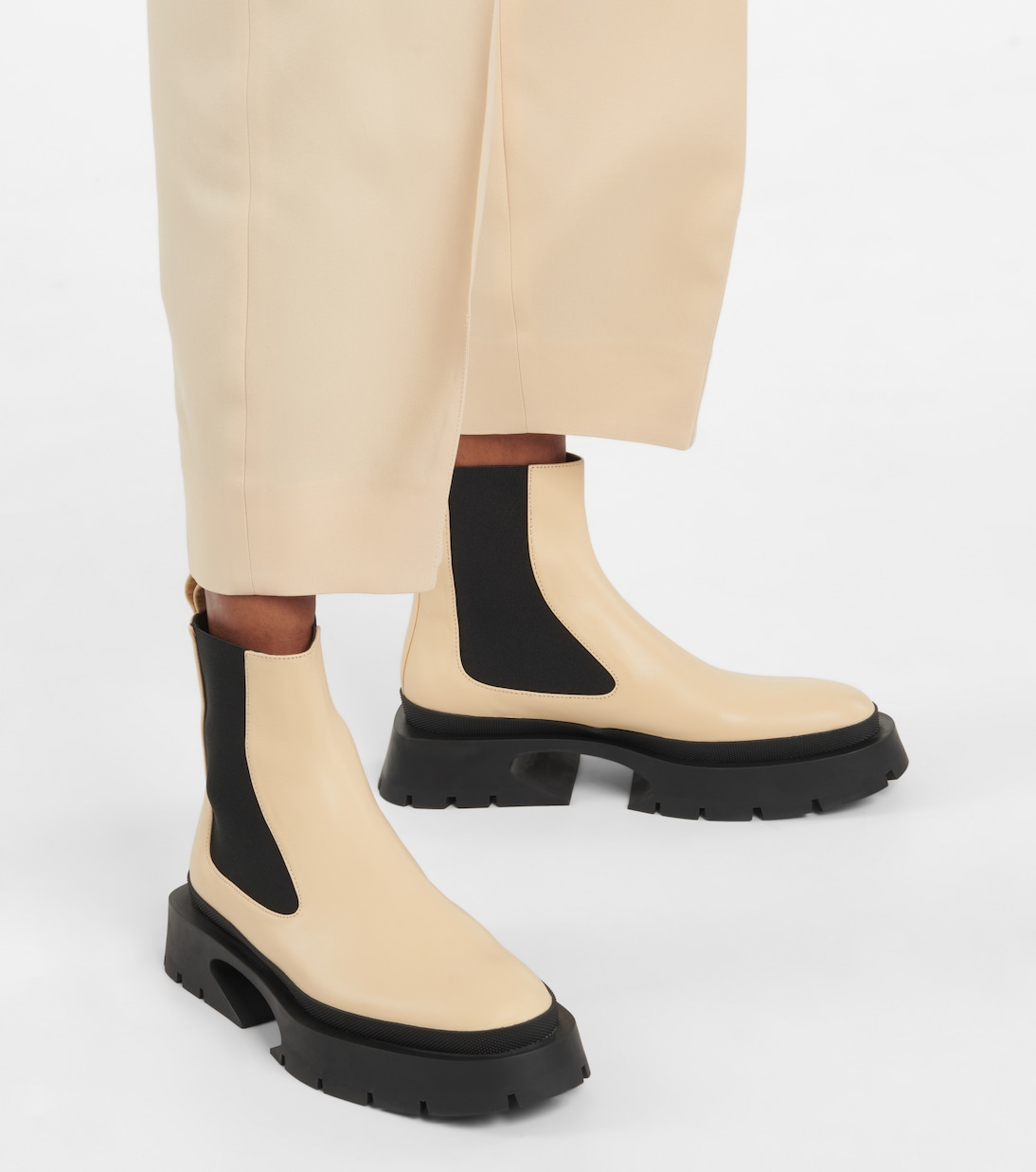 Кожаные ботинки челси Jil Sander, экрю — фото 4
