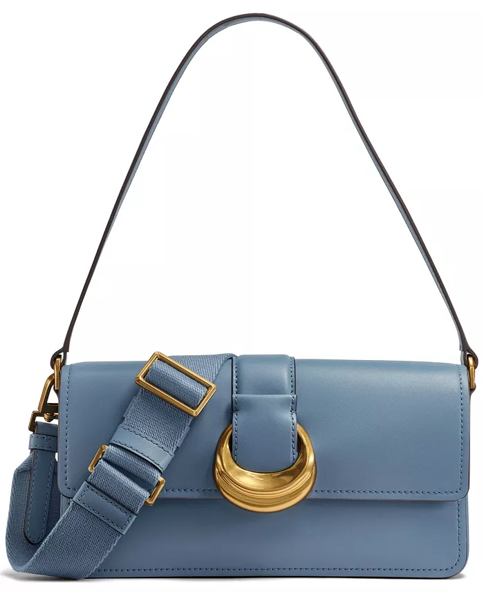 

Сумка Valley Stream Leather Buckle на плечо со съемным ремешком Donna Karan New York, синий