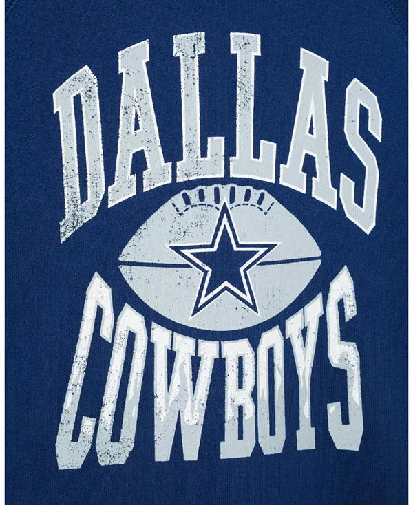 Унисекс флисовая куртка-реглан с символикой NFL Dallas Cowboys Hot Route - для малышей и взрослых. Junk Food Clothing, синий — фото 3
