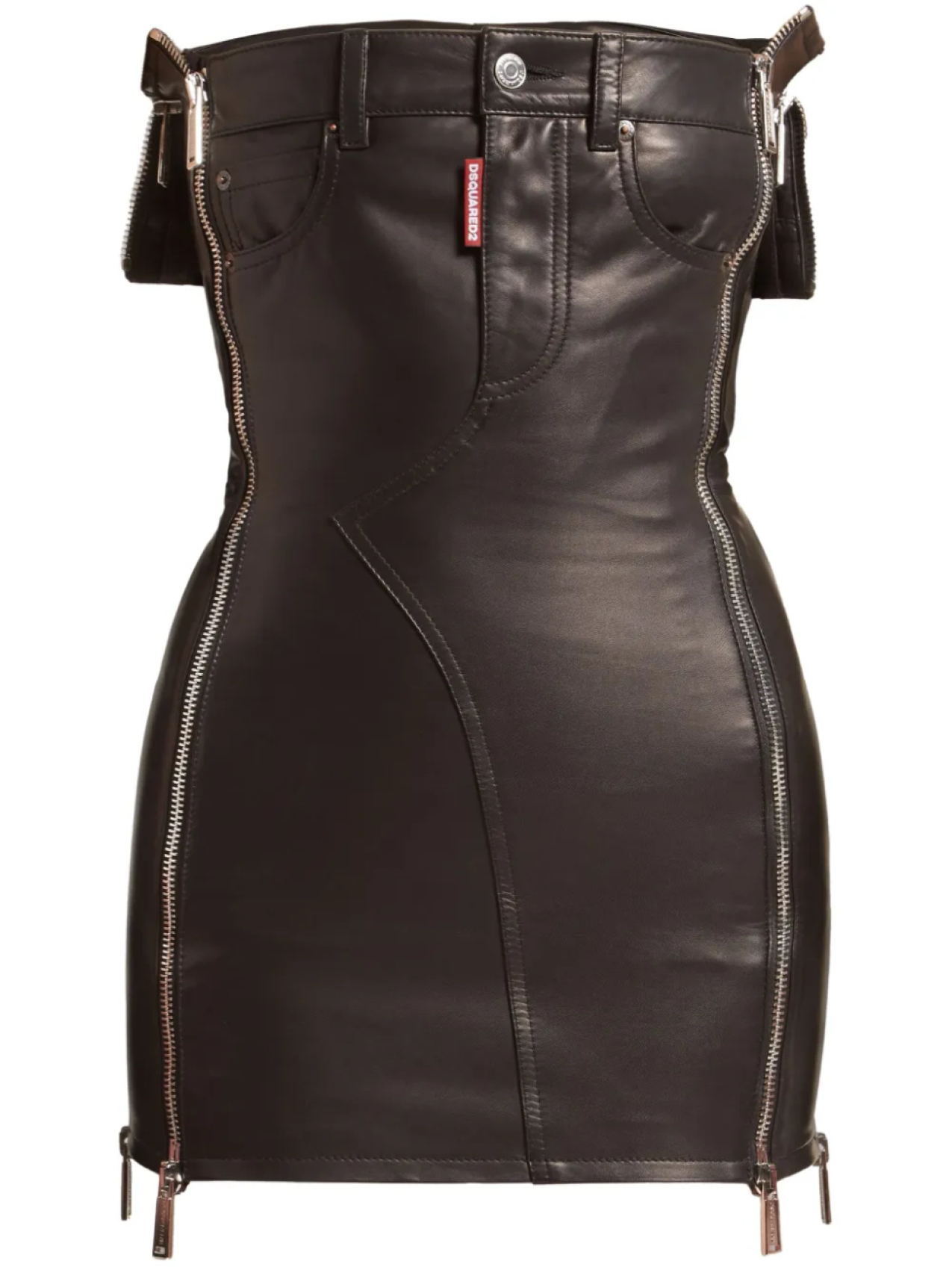 

DSQUARED2 кожаное мини-платье, черный