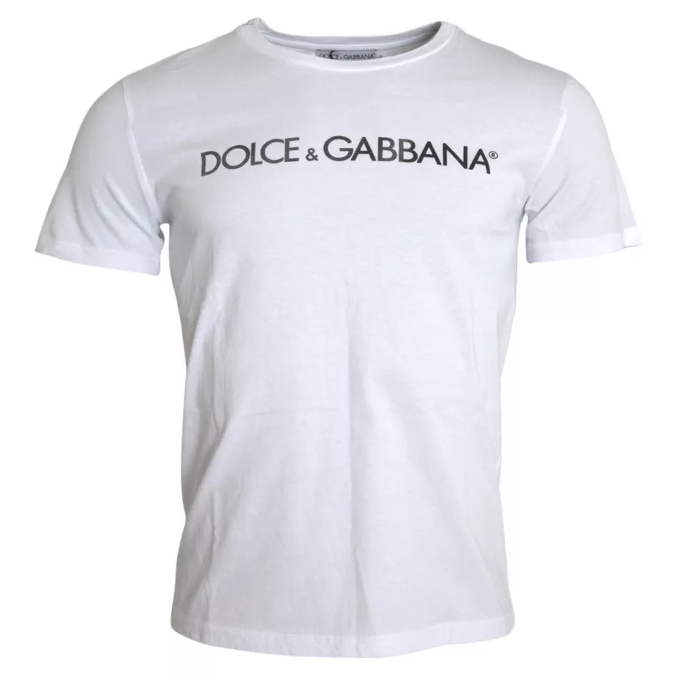 

Белая хлопковая футболка с круглым вырезом и логотипом для мужчин Dolce & Gabbana