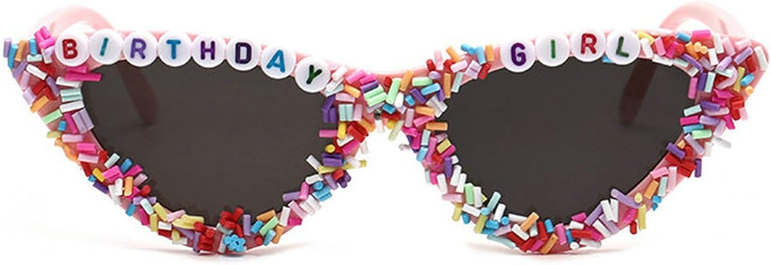 

COTIA 2025 Модные солнцезащитные очки «кошачий глаз» с буквами, для именинницы, для женщин, ручная работа, декоративные милые аксессуары для вечеринки в честь дня рождения, Pink