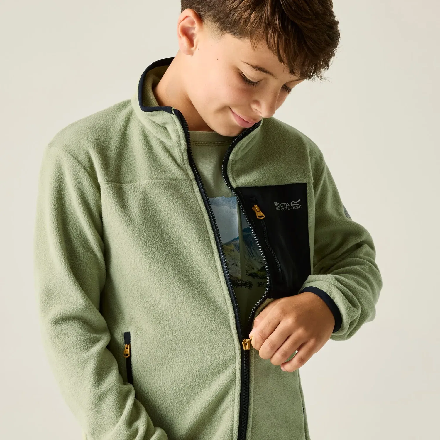 Детское флисовое худи Regatta Frankie Full Zip Fleece, светло-зеленый — фото 4