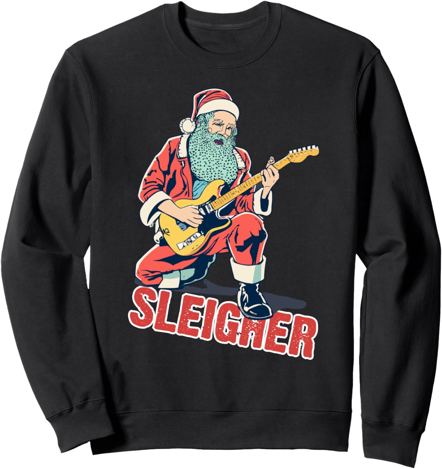 

Толстовка с изображением Санта-Клауса и гитары на рождественских санях Sleigher Christmas Gifts, черный
