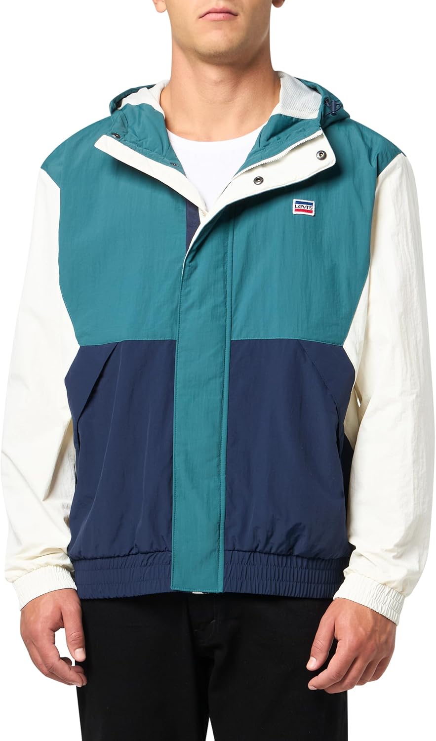 

Levi's mens Мужская ретро-ветровка Levi's в цветных блоках, New Atlantis Blue Color Block