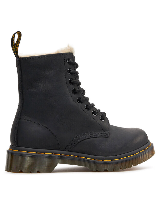 Ботинки меховые Dr. Martens Serena на шнуровке, черный