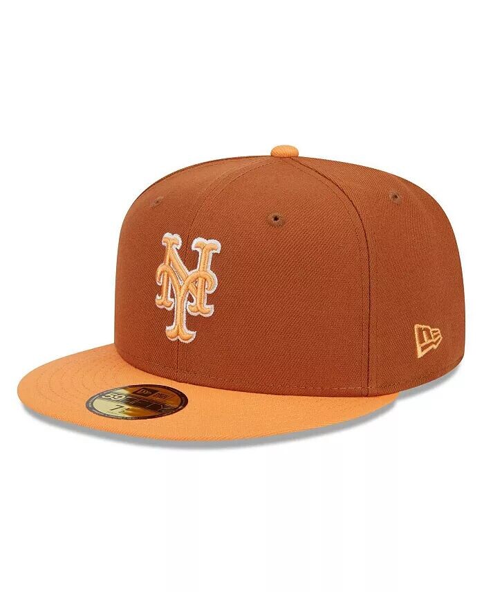 

Мужская коричнево-оранжевая шляпа New York Mets Spring Color Basic двухцветная 59FIFTY приталенная шляпа New Era, коричневый