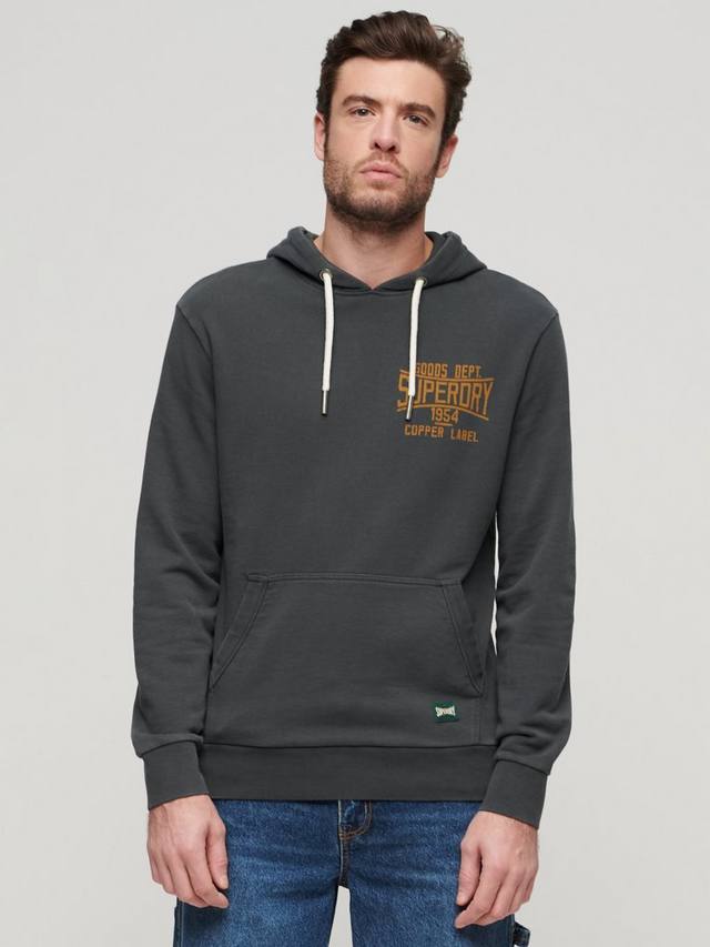 

Хлопковая толстовка с медной этикеткой Superdry, цвет Washed Black