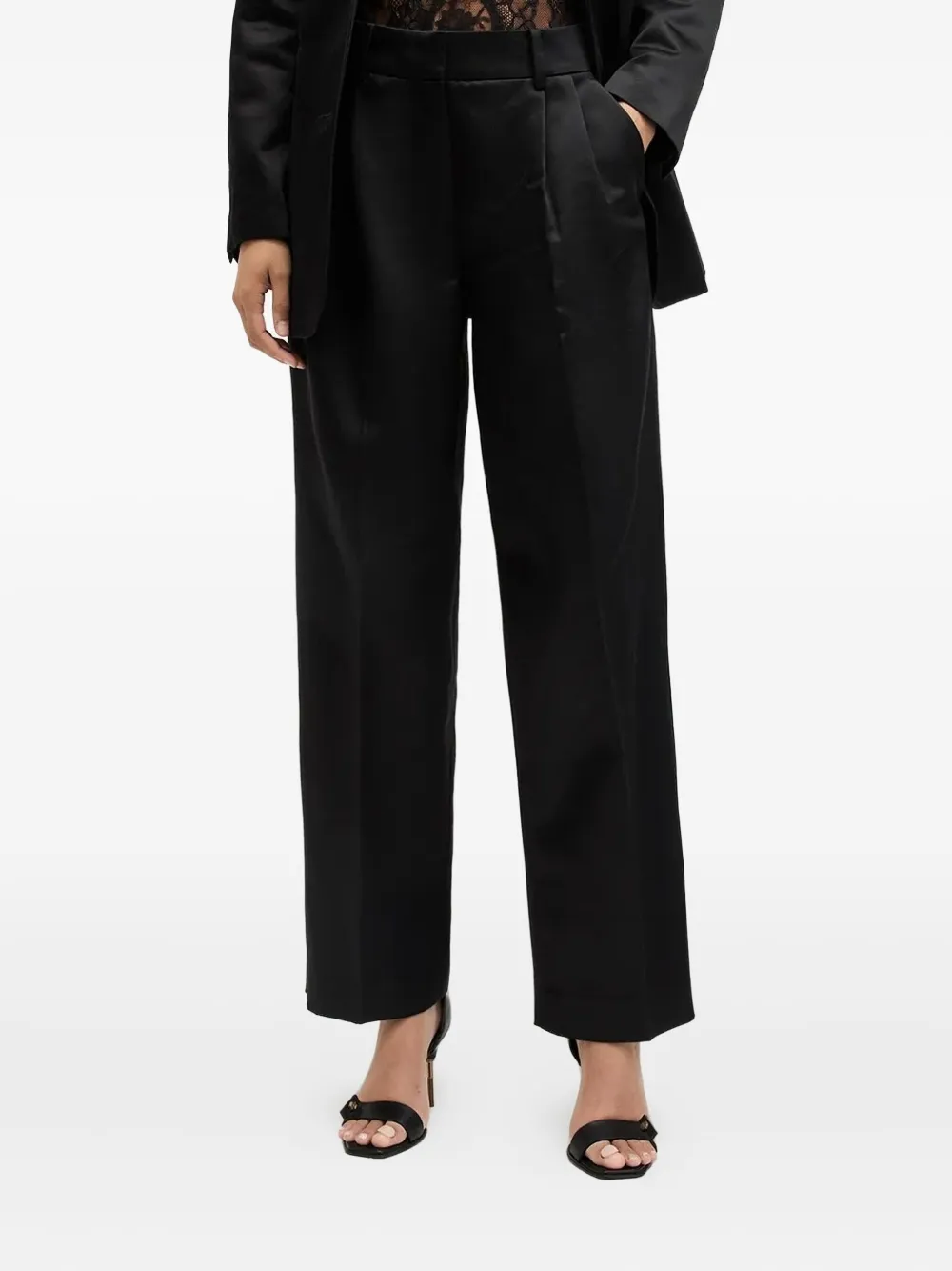

Атласные брюки со складками AllSaints, черный