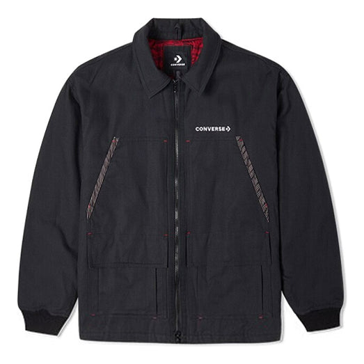 

Куртка Converse New Year Series Logo Printing Lapel Sports Jacket Dark Black 10024149-A02, черный