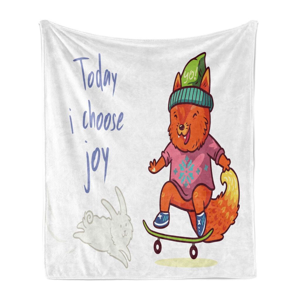 

ABAKUHAUS выбирает мягкое фланелевое флисовое одеяло Joy, BabyFox Skateboarding, уютный плюш для использования в помещении и на улице, 125 x 175 см, разноцветный