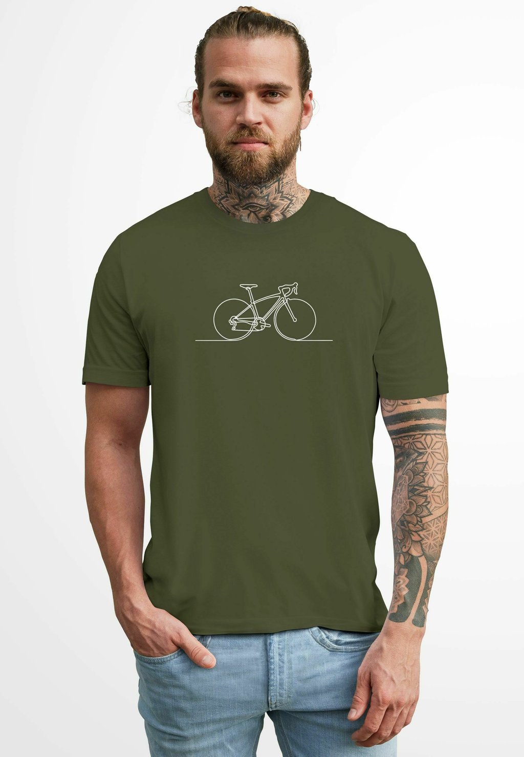 

Футболка с принтом FAHRRAD RADFAHRER BIKE GRAFIK FASHION STREETSTYLE Neverless, оливковый