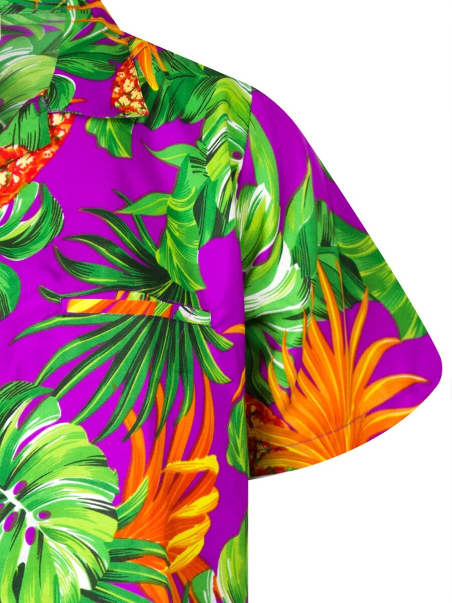 Рубашка на пуговицах классического кроя King Kameha Pineapple Leaves, фиолетовый — фото 4