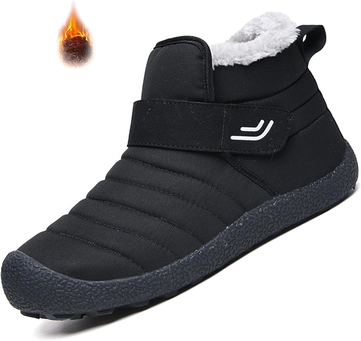 

Женские и мужские зимние теплые ботильоны для снега, водонепроницаемые, с утепленной полностью меховой подкладкой, противоскользящие, комфортные, легкие кроссовки Angrymonkey, черный