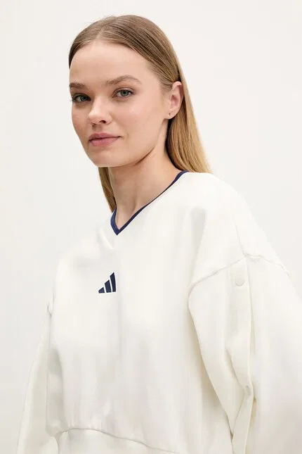 Худи хлопковое Adidas, бежевый — фото 4