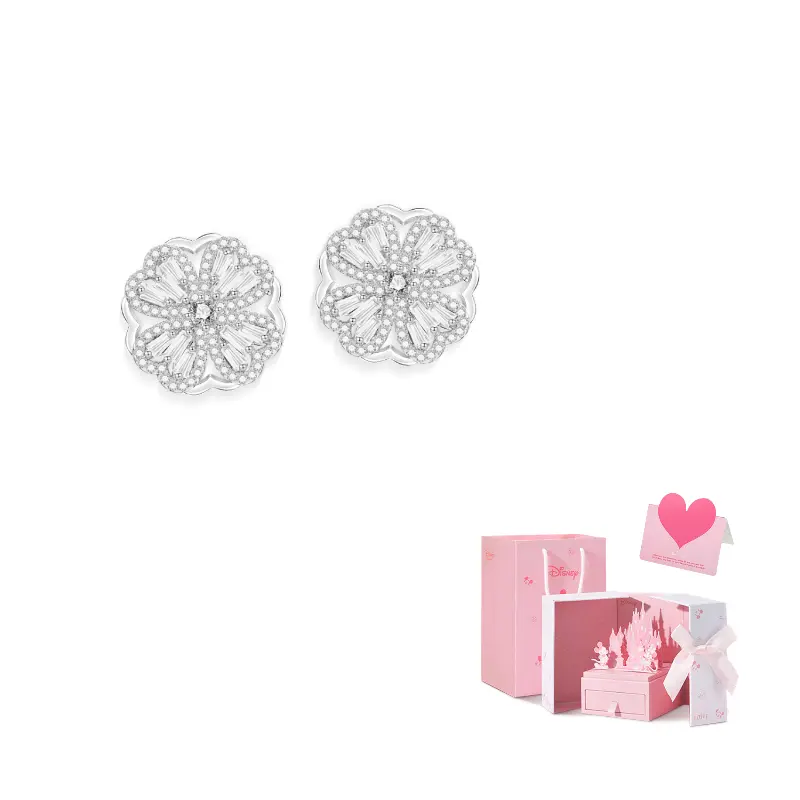 

Серебряные гвоздики с легированным покрытием Disney, Lucky Four-Leaf Clover Stud Earrings