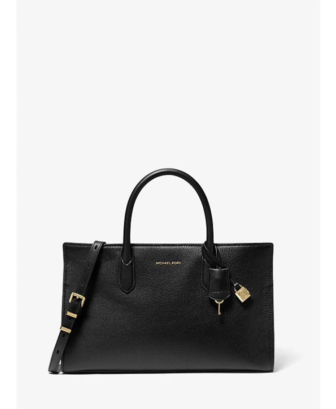 

Кожаная сумка Scarlett с золотистой фурнитурой Michael Kors, черный