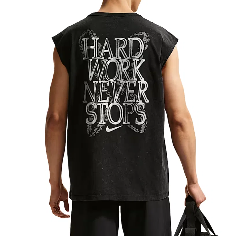 Майка мужская черная crew neck moderate sleeveless Nike, Black — фото 3