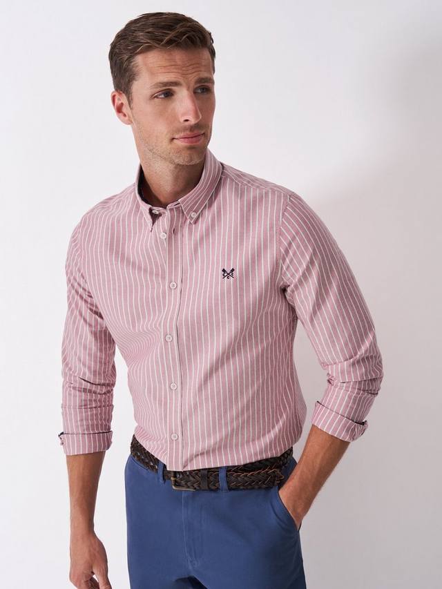 

Тимсли оксфордская рубашка из хлопка Regular Fit в полоску Crew Clothing, Cherry Red