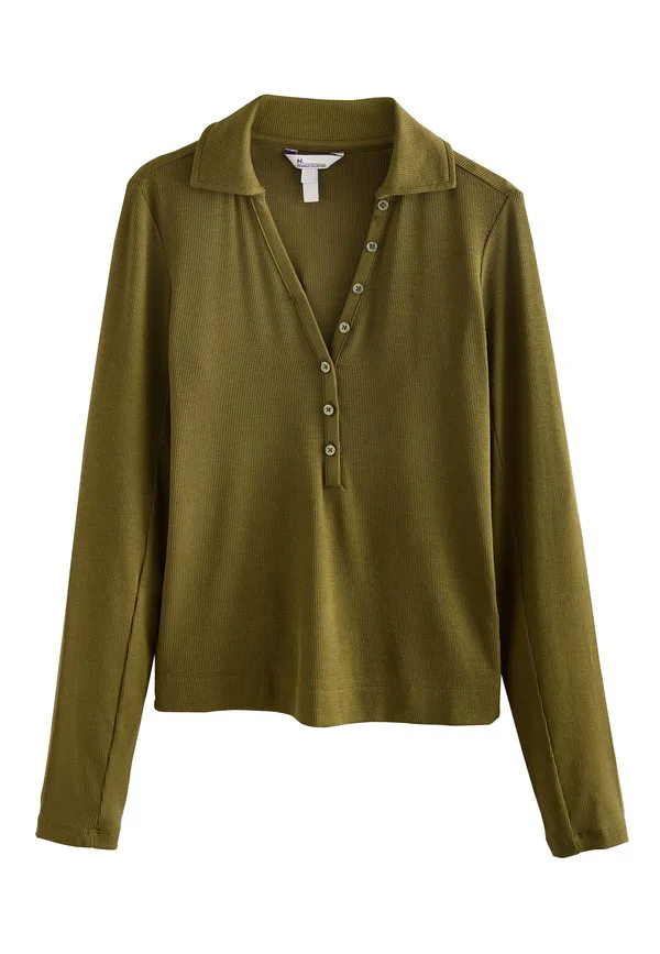 Рубашка с длинными рукавами и воротником стандартного кроя Next, Olive Green — фото 4