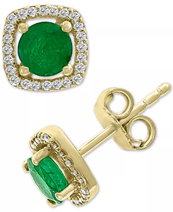 

Серьги-Гвоздики Effy с изумрудами (1 карат) и бриллиантами (1/8 карата) из 14-каратного золота Effy Collection, emerald