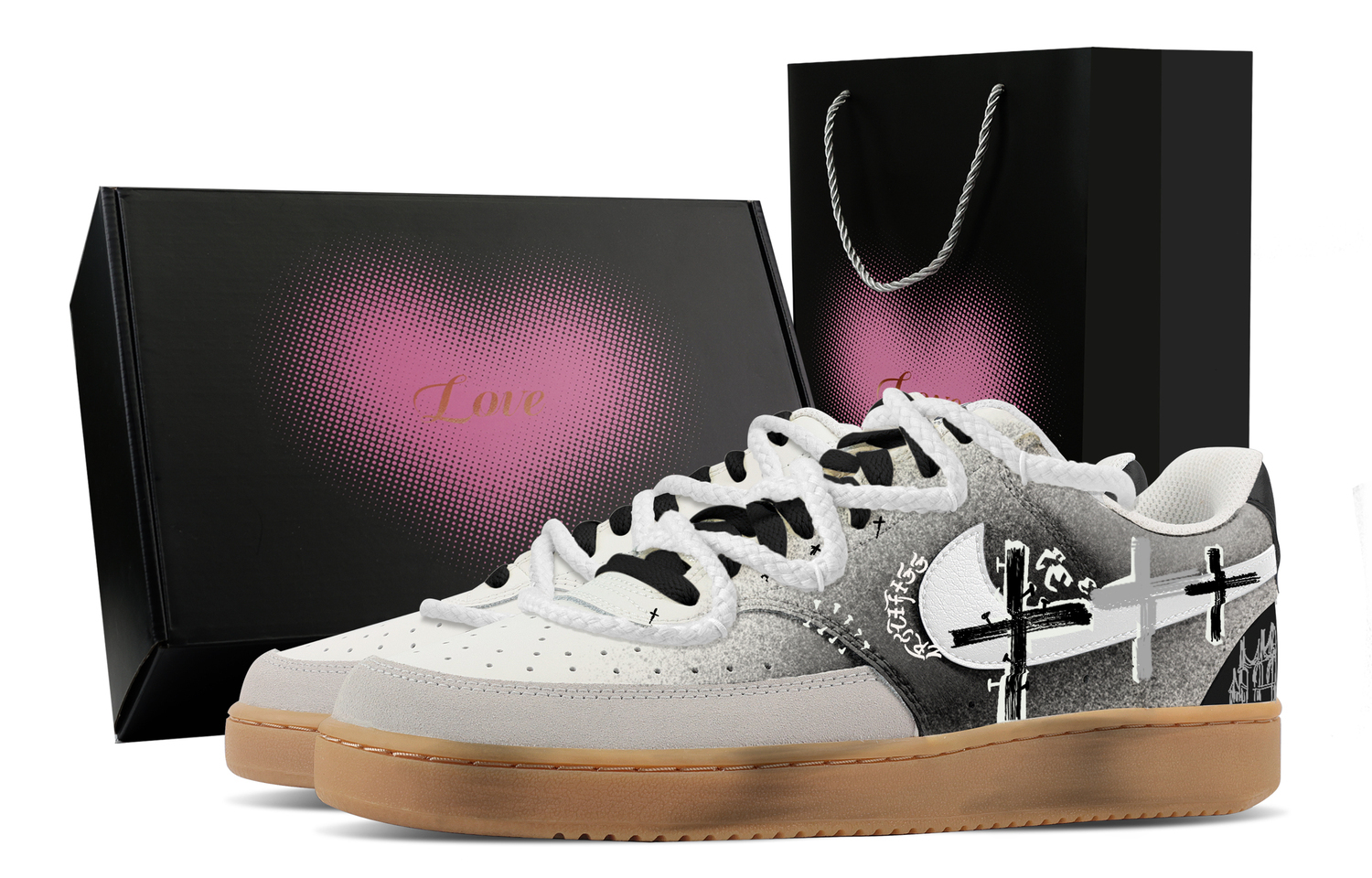 

Nike Court Vision 1 Ruin Cross, Heart Box устойчивые к истиранию низкие кроссовки для скейтбординга мужские black white