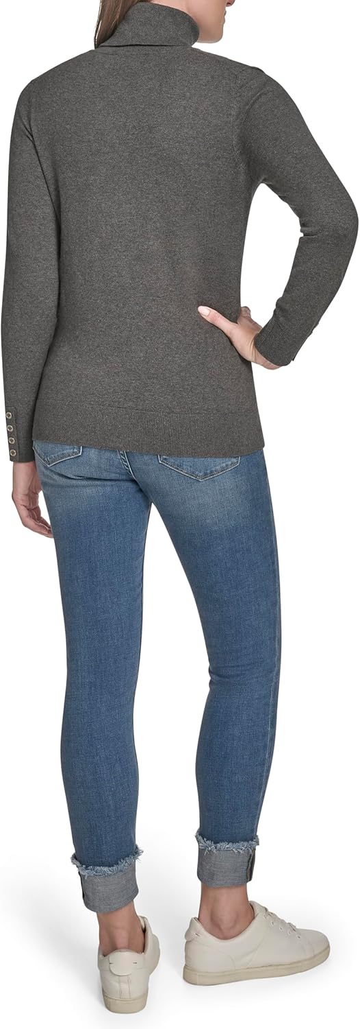 Женская легкая хлопковая водолазка Tommy Hilfiger, Fog Heather Grey — фото 4