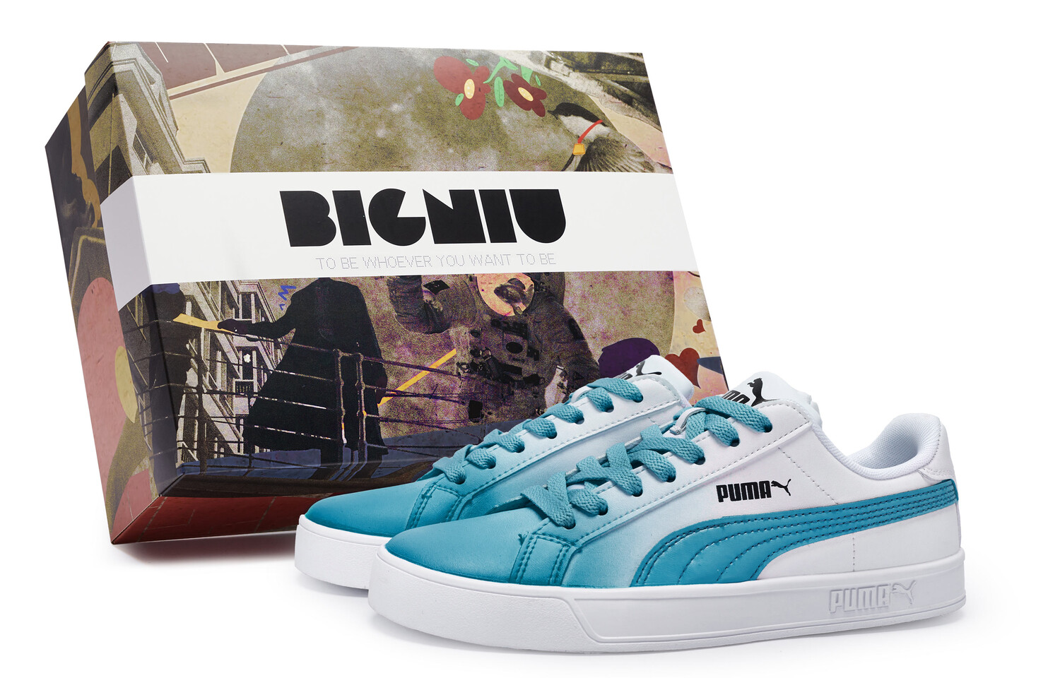 

Кроссовки Puma Smash Vulc Skateboarding Shoes Unisex Low-top Lake Blue, белый/синий