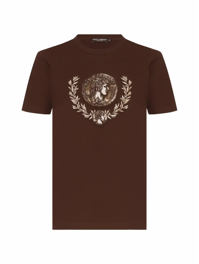 

Хлопковая футболка с принтом Dolce&Gabbana, коричневый