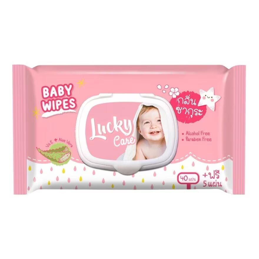 

Lucky Чистые детские салфетки Сакура, 45 листов, Pink