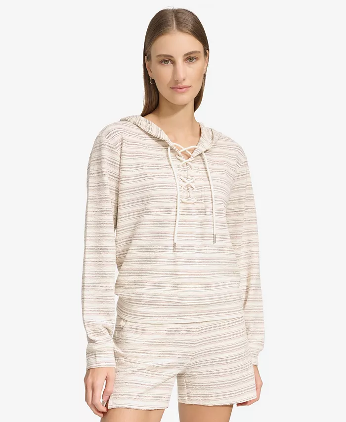 

Женская толстовка Heritage Striped Hoodie со шнуровкой Marc New York, коричневый/бежевый