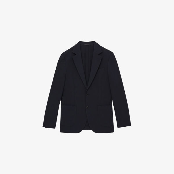 

Notch-Lapel single-breasted stretch-woven blazer Reiss, синий