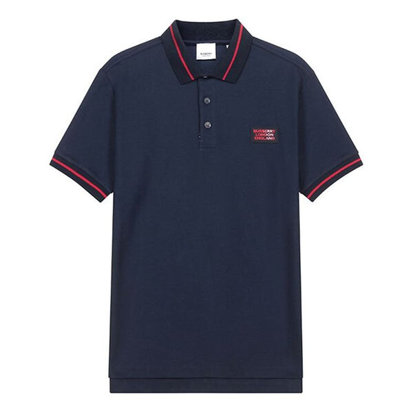 

Футболка men's cotton short sleeve polo shirt navy blue Burberry, синий