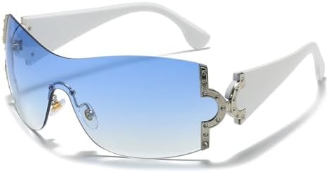 

Модные цельные солнцезащитные очки для женщин, блестящие хрустальные солнцезащитные очки с защитой от УФ-излучения UV400, разноцветные очки с бриллиантами MTZJH, C6white-blue