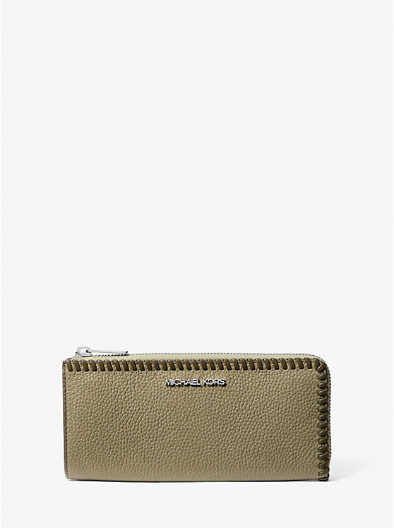 

Большой кожаный кошелек Jet Set из зернистой кожи на четвертую молнию Michael Kors, Thyme Multi
