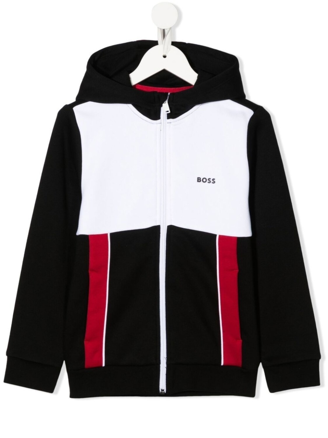 

BOSS Kidswear худи в стиле колор-блок на молнии, черный