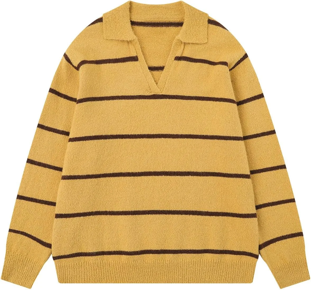 

Bakyarder Unisex полосатый вязаный свитер с воротником V-образный вырез уютный пуловер