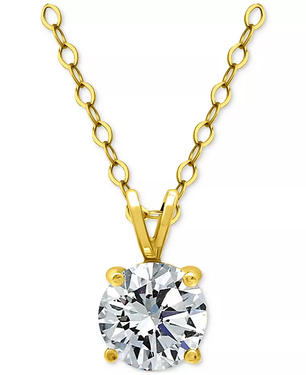 

Ожерелье с подвеской-солитером из кубического циркония, позолоченное 18-каратным серебром (также из стерлингового серебра), 16 дюймов + 2-дюймовая удлинительная вставка, эксклюзивно в Macy's Giani Bernini, gold