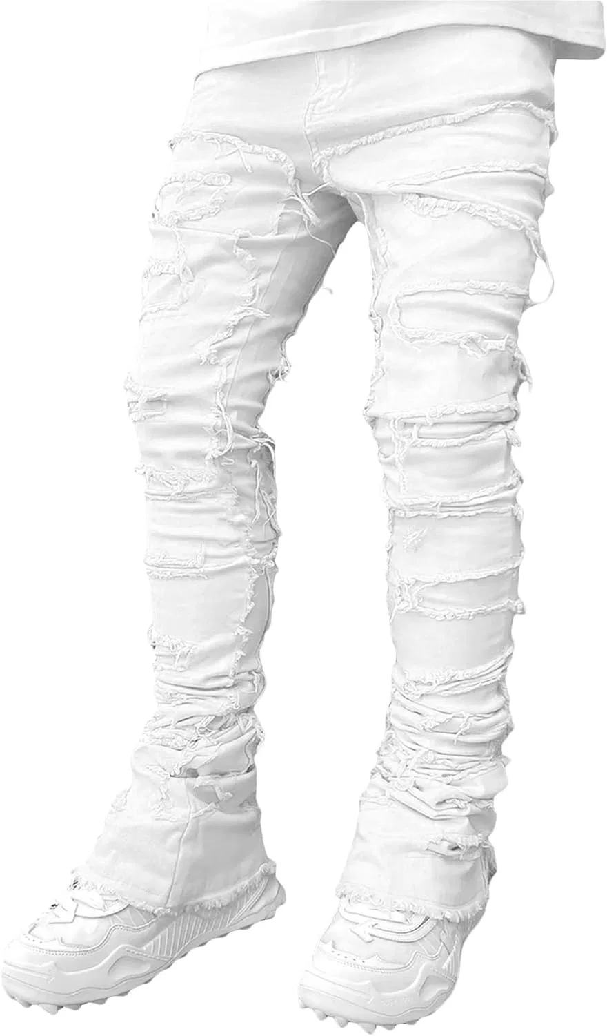 Джинсы Slim Fit Patchwork, белый — фото 2