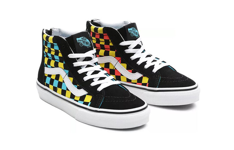 SK8 Детские кроссовки для скейтбординга PS High-top Черный/Зеленый/Желтый Vans — фото 3