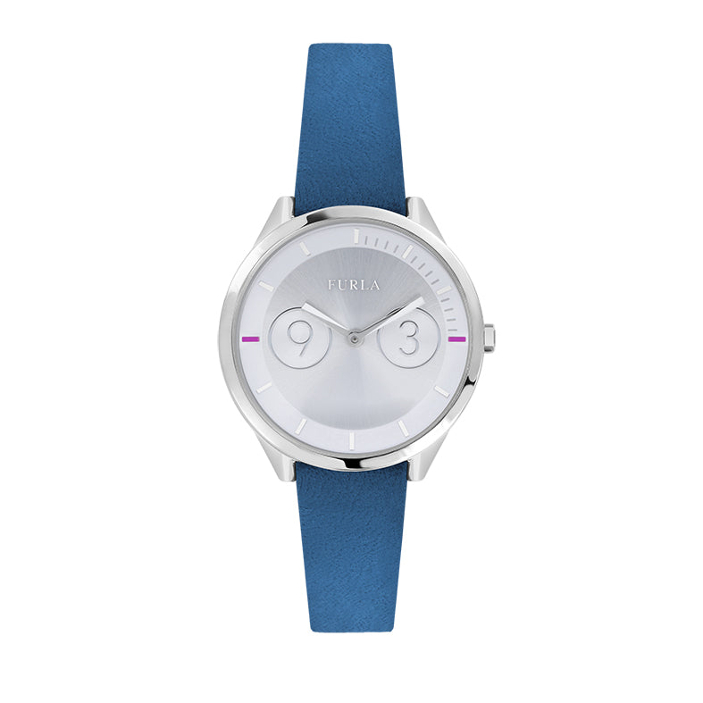 

Женские часы Furla Metropolis с серебристым циферблатом из телячьей кожи, синий