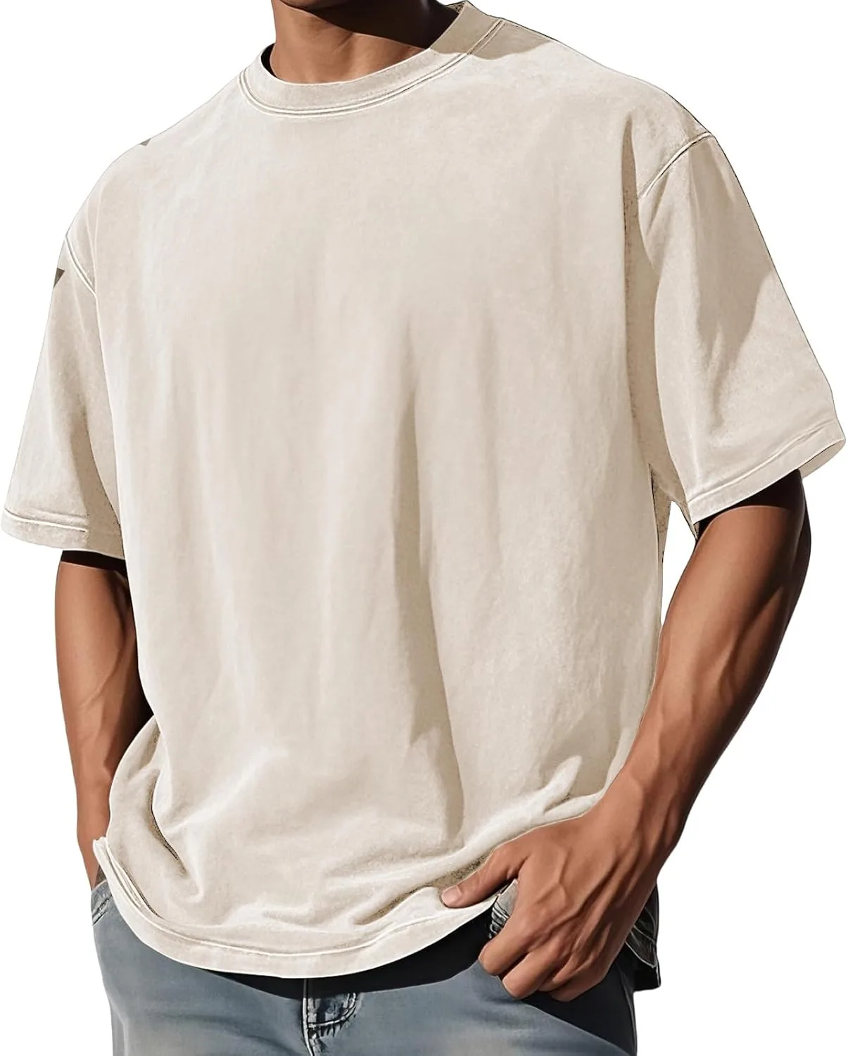 

Футболка Oversized для мужчин - Unisex с коротким рукавом, Washed, Crew Neck, Casual RSZGSWS