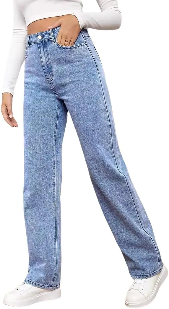 Спортивные штаны под джинсы women high waisted straight leg casual baggy