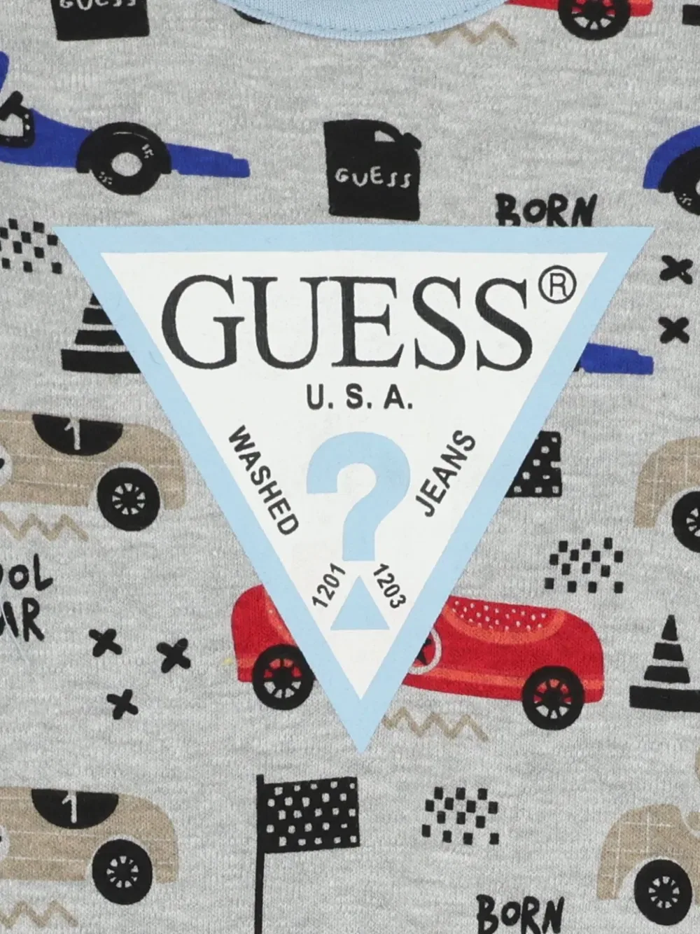 Детский комбинезон с автомобильным принтом Guess Usa, серый — фото 3