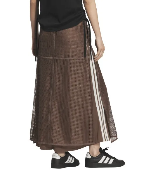 Женская юбка с сетчатым слоем Must Hub Mesh Layered Skirt adidas коричневая — фото 3