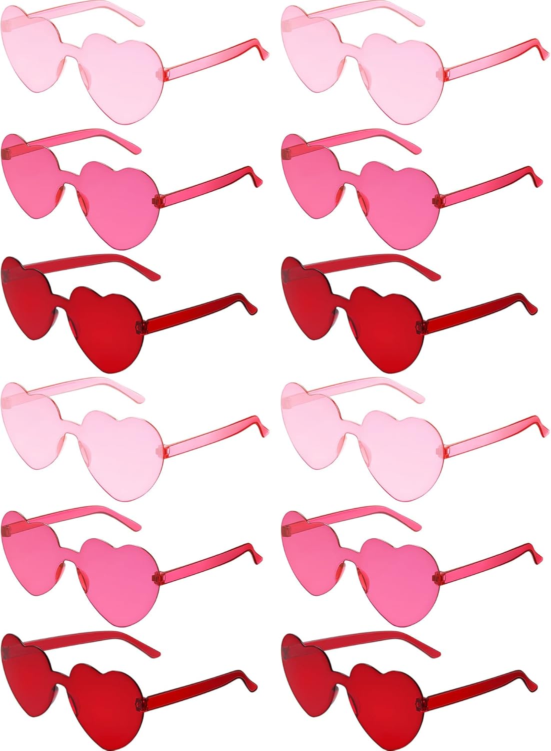 

Flutesan 42 пары солнцезащитных очков в форме сердца ко Дню святого Валентина, оптовая продажа, для женщин, модные безободковые прозрачные очки в форме сердца, подарочные очки для вечеринки в стиле Y2k, Red, Pink, Rose Red